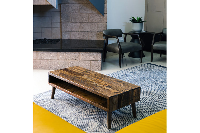 Hills Mid-Century Modern Reclaimed Wood Coffee Table
