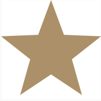 Gold-colored five-pointed star with bold, solid design displayed on a transparent background; ideal for centerpiece use in minimalist, modern, or historic interiors.