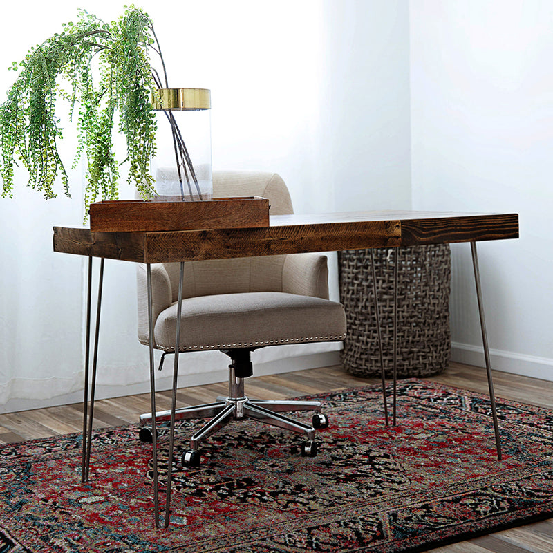 Reclaimed wood hairpin leg desk in home office
