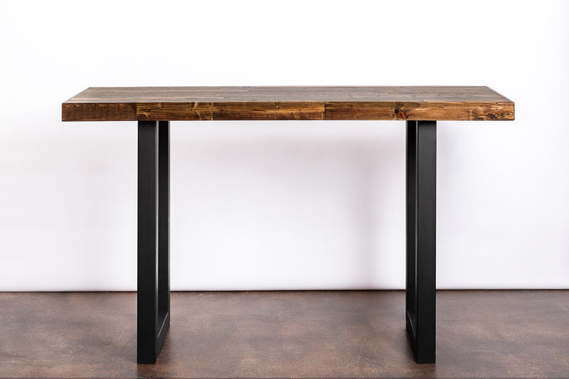 Modern Reclaimed Wood Community Bar Table with Steel U-Shape Legs in Provincial - Kase Custom