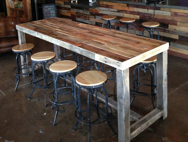 reclaimed wood community bar table