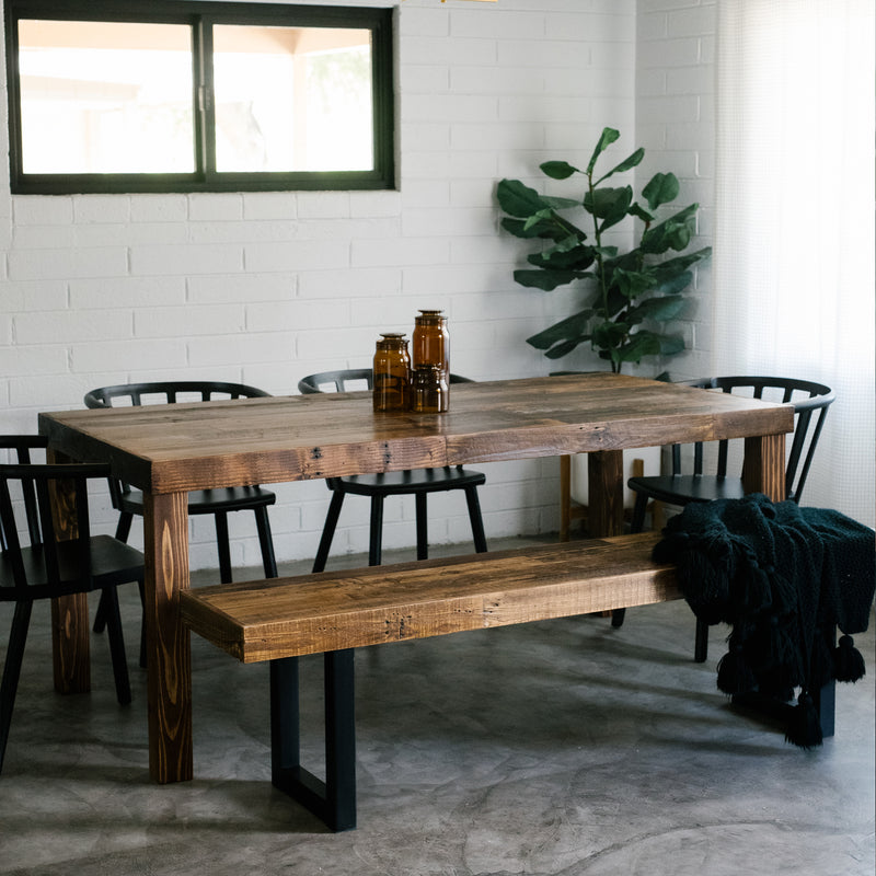 Reclaimed Wood Farm Table with Bench