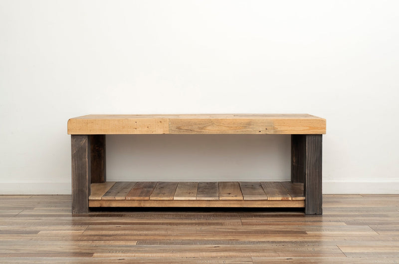 Reclaimed Wood Rectangle Coffee Table with Low Shelf