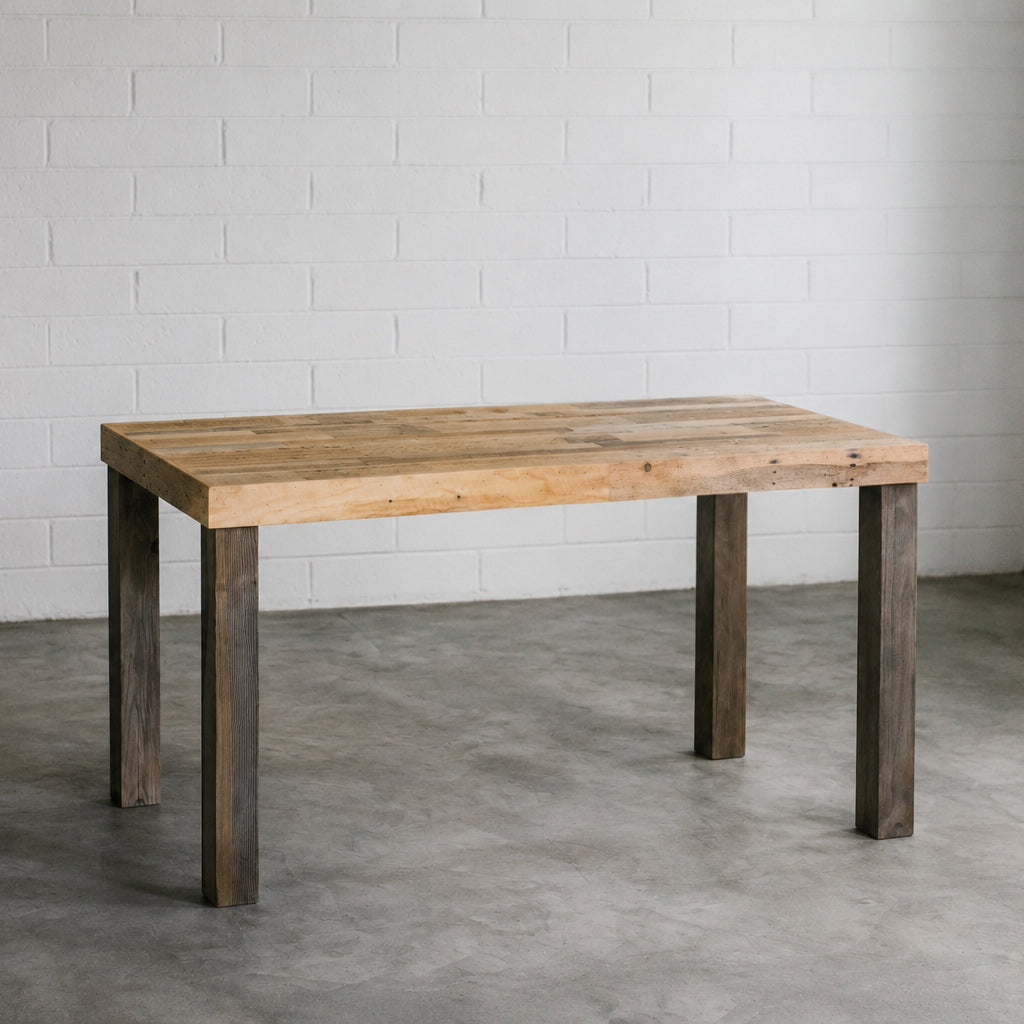Reclaimed wood desk custom made in Arizona by Kase Custom. Sustainable solid wood office furniture. 