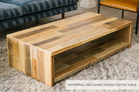 Waterfall Reclaimed Wood Coffee Table in Natural Finish