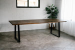 IN STOCK | Bell Steel Base Dining Table in Provincial | 96" x 40"