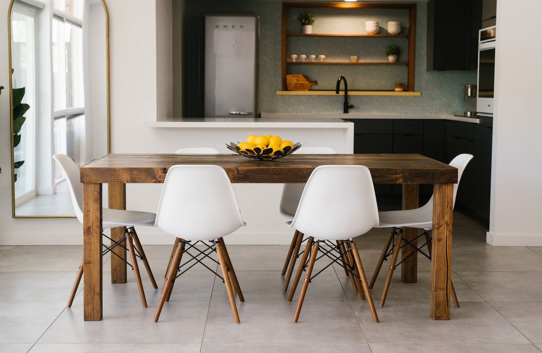 Provincial Reclaimed Wood Table in Modern Dining Room