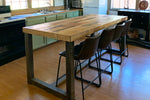 Reclaimed wood kitchen island counter in Natural