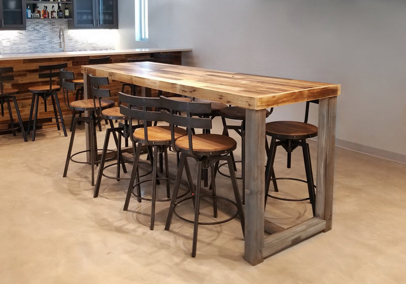 Sequoia Reclaimed Wood Community Bar Restaurant Table in Espresso