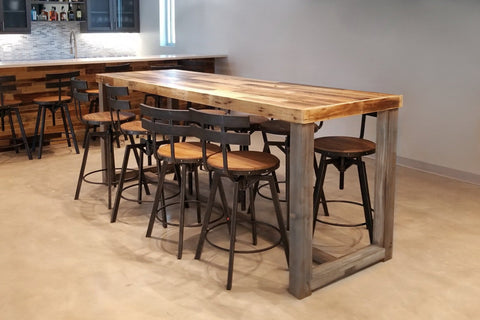 Reclaimed Wood Bar Top Table in Natural Kase Custom