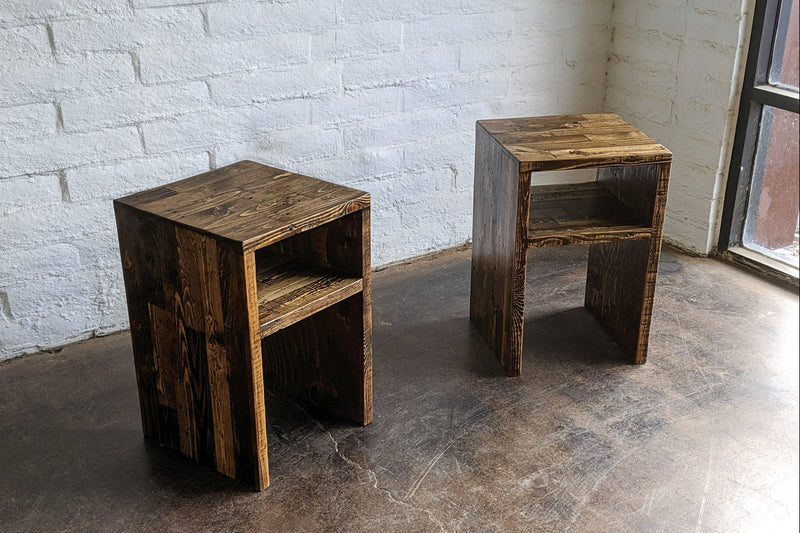 Reclaimed Wood Modern Waterfall Side Table - Kase Custom