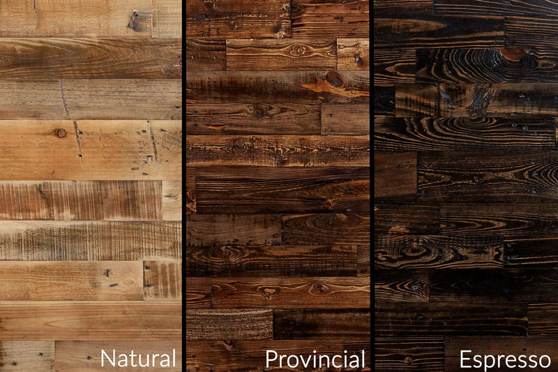 reclaimed wood natural stain provincial stain and espresso stain