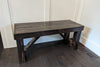 dark espresso reclaimed wood bench in entryway