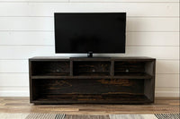 Reclaimed Wood Three-Compartment TV Stand Media Unit - Kase Custom