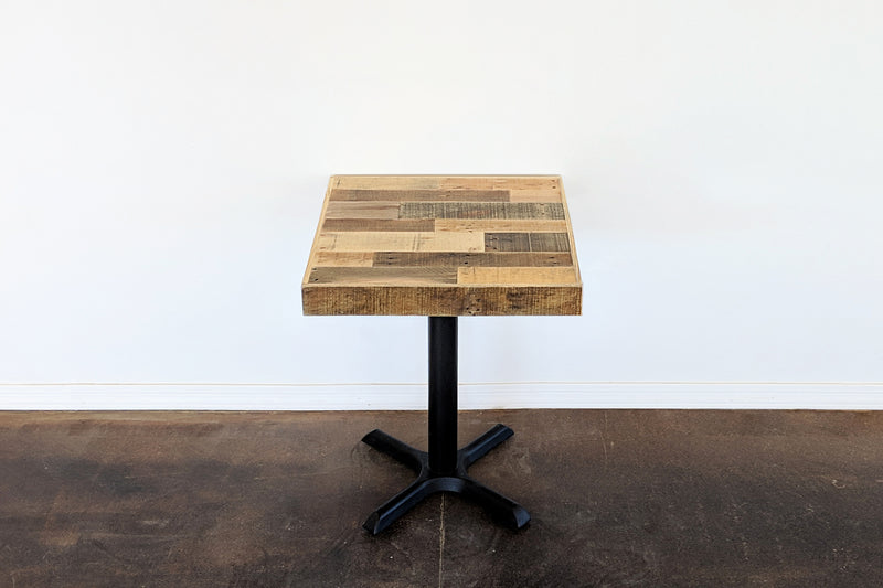 reclaimed wood restaurant pedestal table