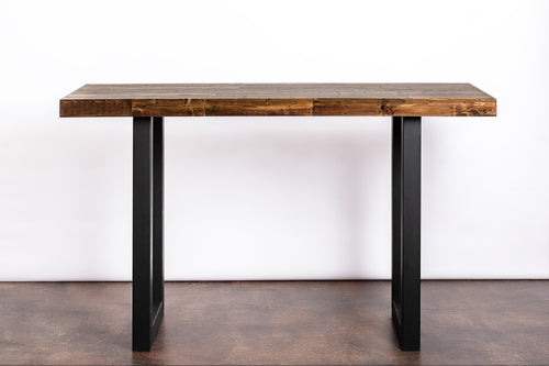 Modern Reclaimed Wood Community Bar Table with Steel U-Shape Legs in Provincial - Kase Custom