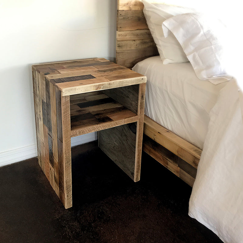 Reclaimed Wood Modern Waterfall Side Table - Kase Custom